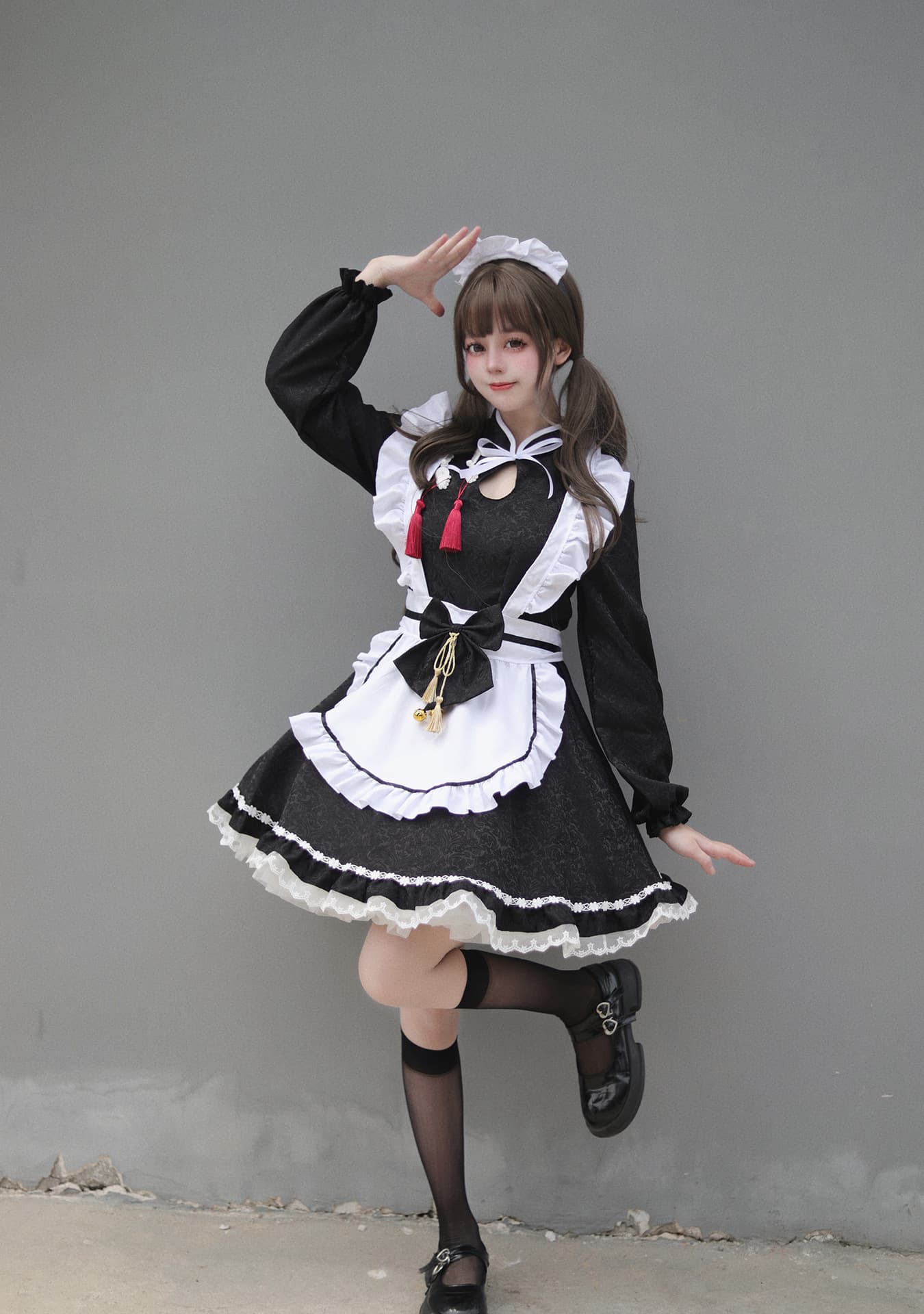 チャイナ服 メイド風ゴシック調ワンピース