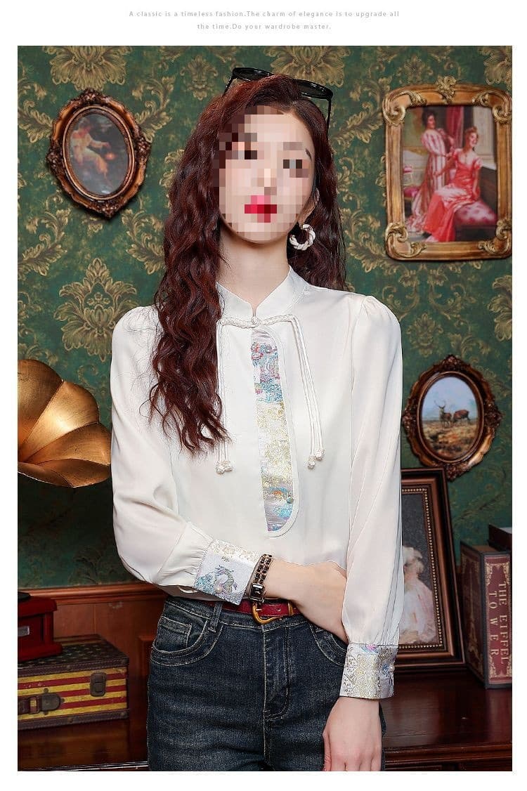 チャイナ服 チャイナ風デザイン刺繍ブラウス
