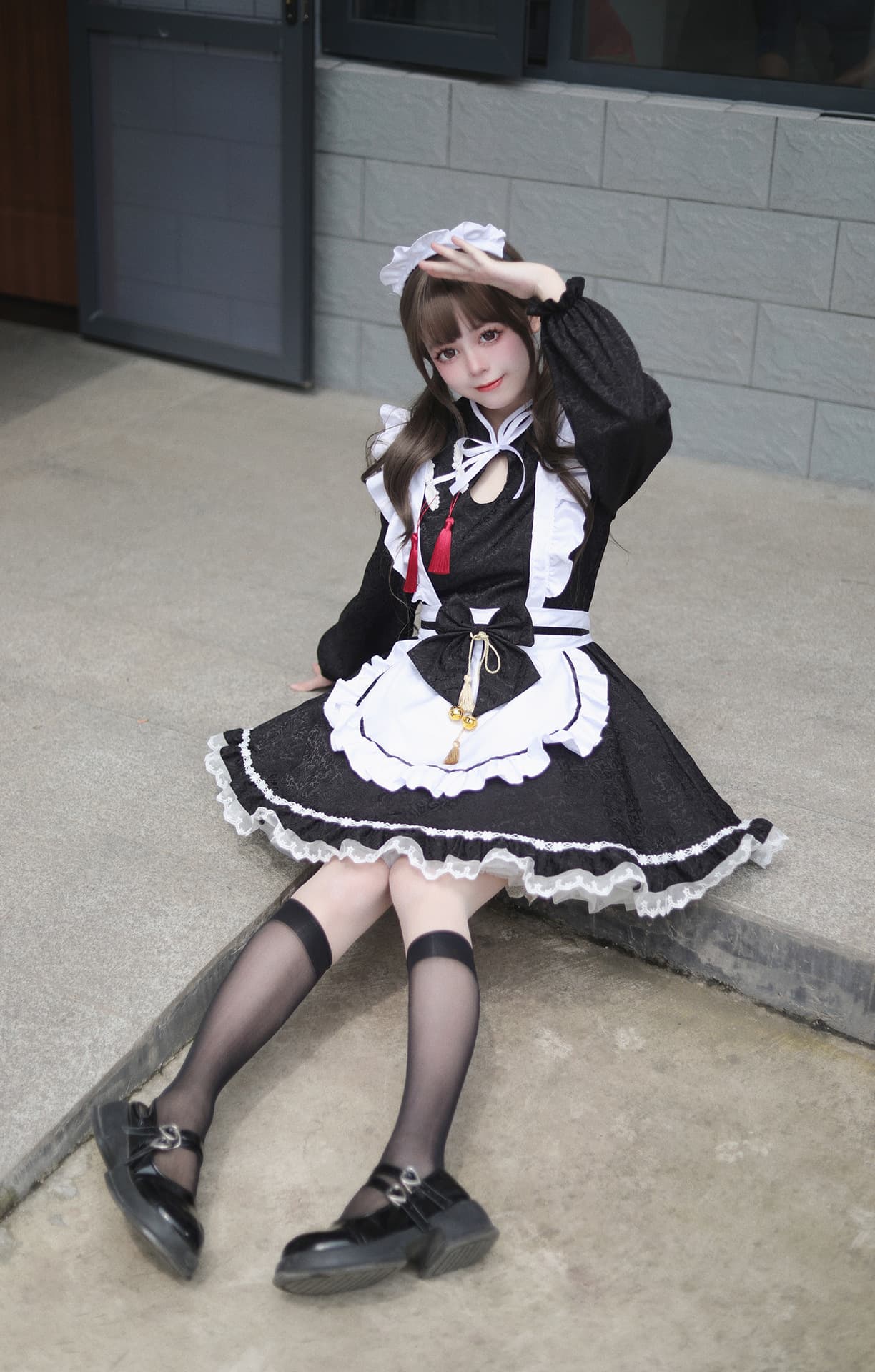 チャイナ服 メイド風ゴシック調ワンピース