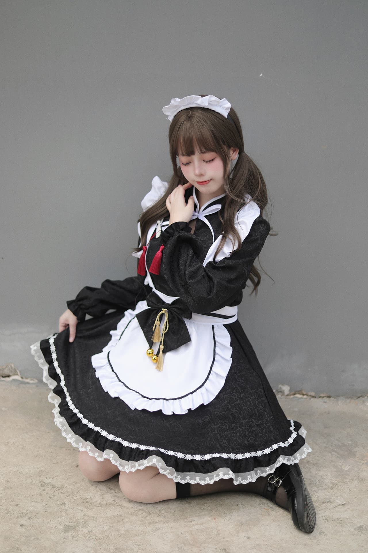 チャイナ服 メイド風ゴシック調ワンピース