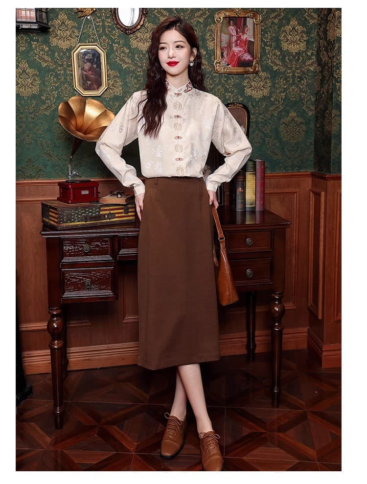 チャイナ服 クラシカル刺繍チャイナブラウス