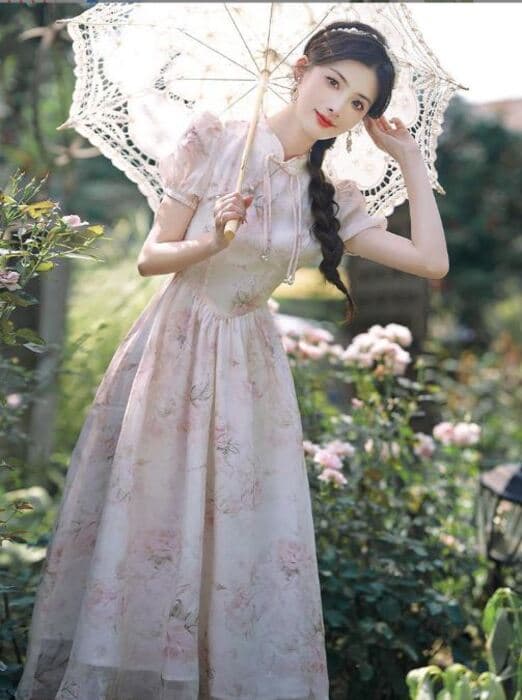 チャイナ服 パフスリーブ 姫系 チャイナドレス