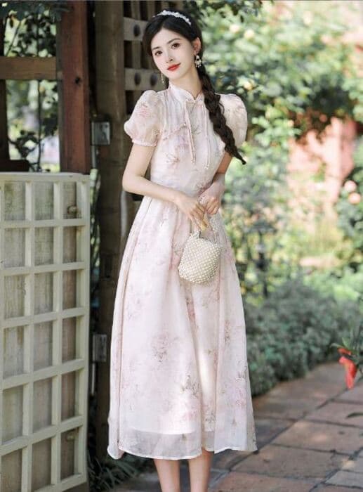 チャイナ服 パフスリーブ 姫系 チャイナドレス