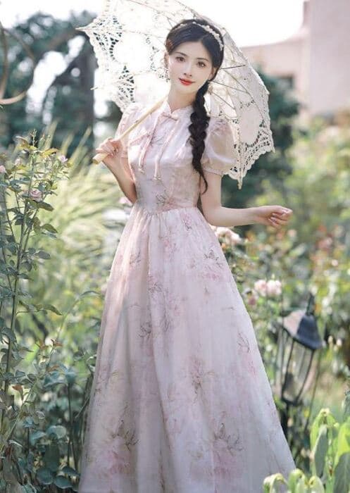 チャイナ服 パフスリーブ 姫系 チャイナドレス