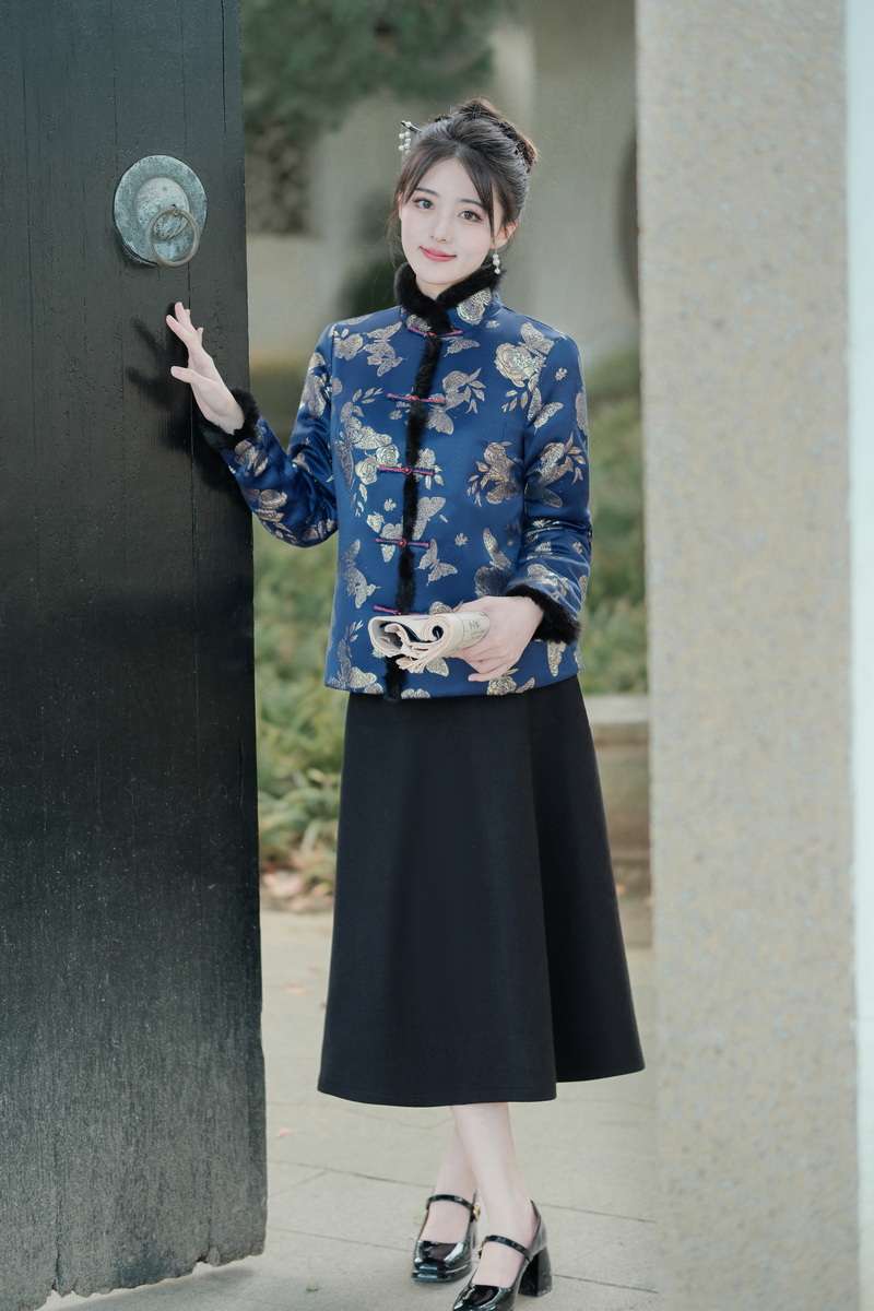 チャイナ服  蝶柄チャイナ風ジャケット