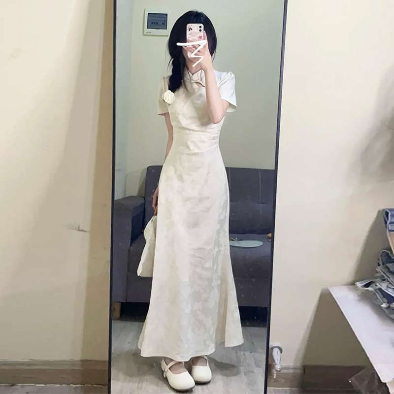 チャイナ服  エレガントチャイナカラーロングワンピース