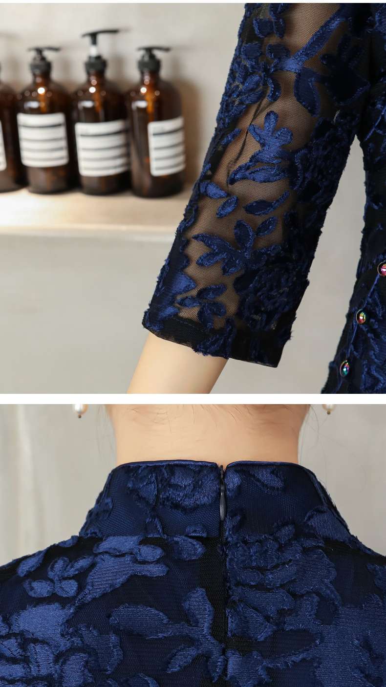 チャイナ服 エレガントな花柄刺繍チャイナドレス