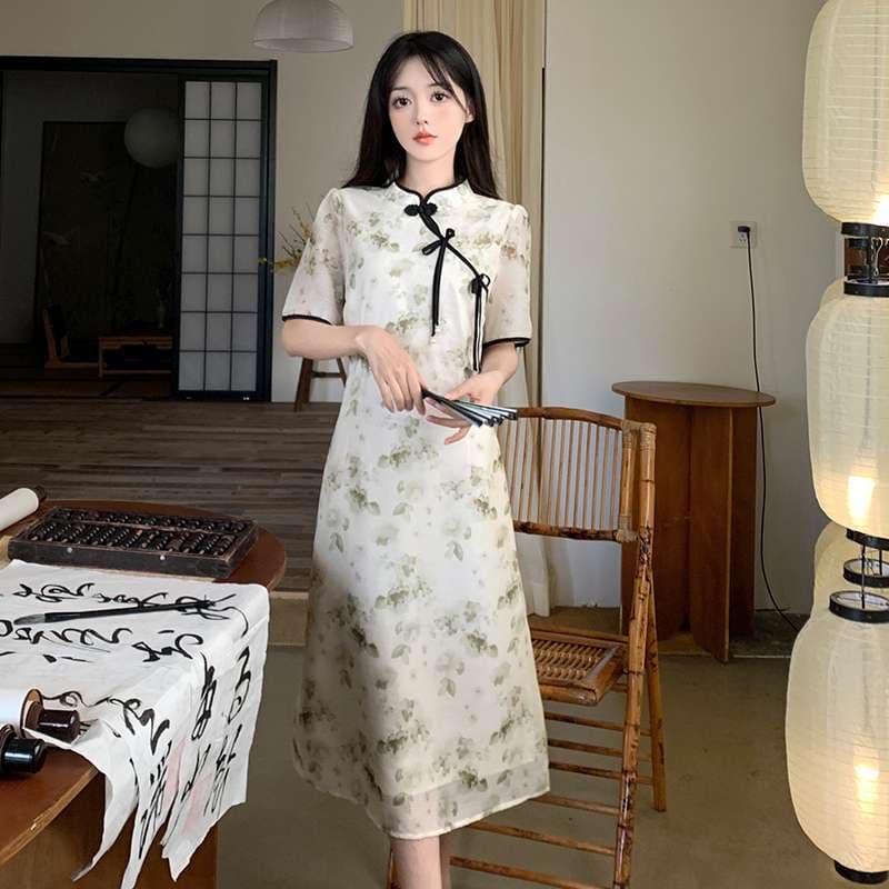 チャイナ服  月花チャイナワンピース