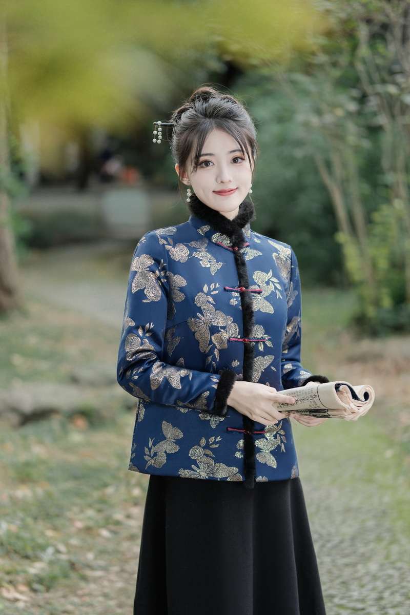 チャイナ服  蝶柄チャイナ風ジャケット