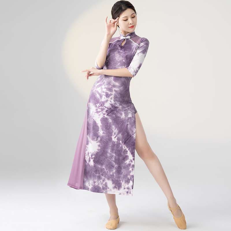 チャイナ服  優美なタイダイ柄チャイナドレス