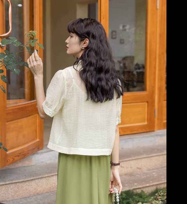 THE 定番シンプルチャイナシャツ フロッグボタン