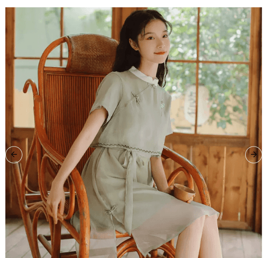 蝶々刺繍入り丸襟チャイナワンピース