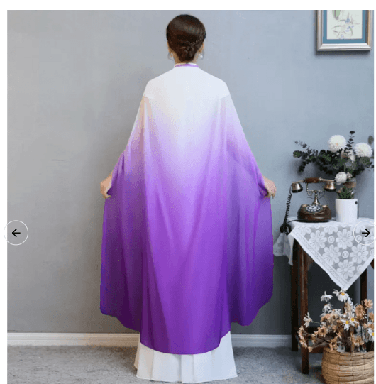 花刺繍入りグラデーション裾ケープ付きロングドレス