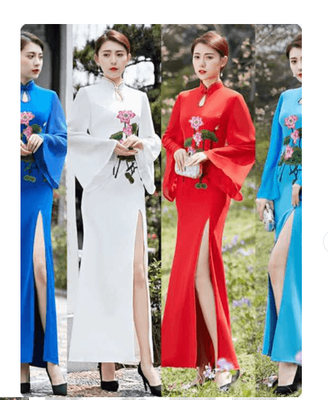 牡丹刺繍入り優雅なチャイナワンピース