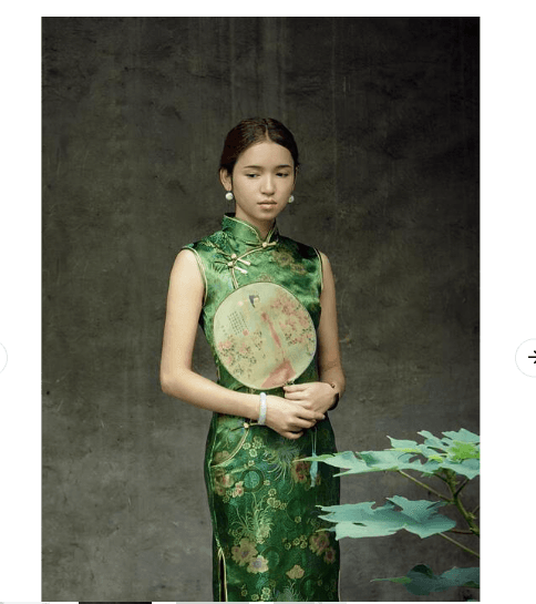 華やか花柄刺繍チャイナドレスノースリーブ旗袍