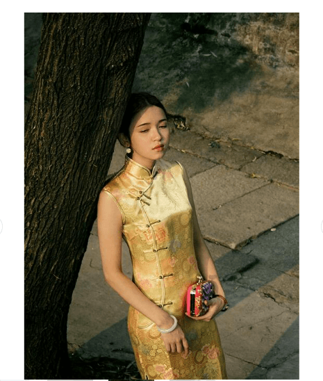 華やか花柄刺繍チャイナドレスノースリーブ旗袍