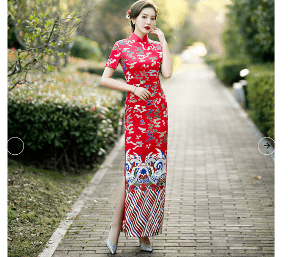鳳凰刺繍豪華ケープ付きロング丈チャイナ服
