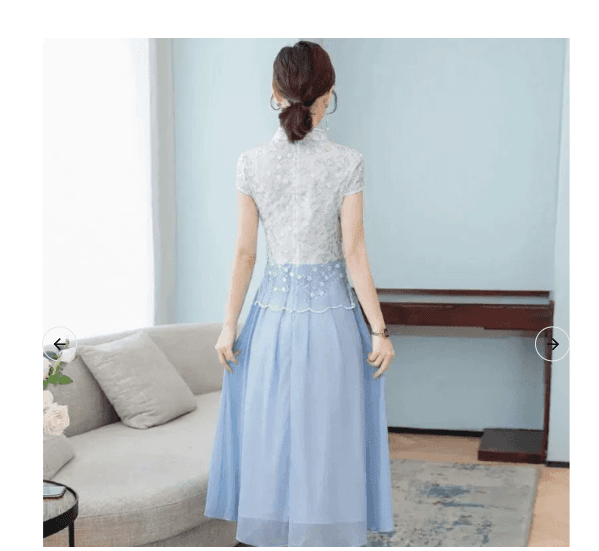 花柄刺繍レース切替チャイナボタンワンピース