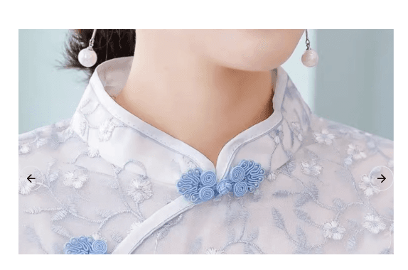 花柄刺繍レース切替チャイナボタンワンピース