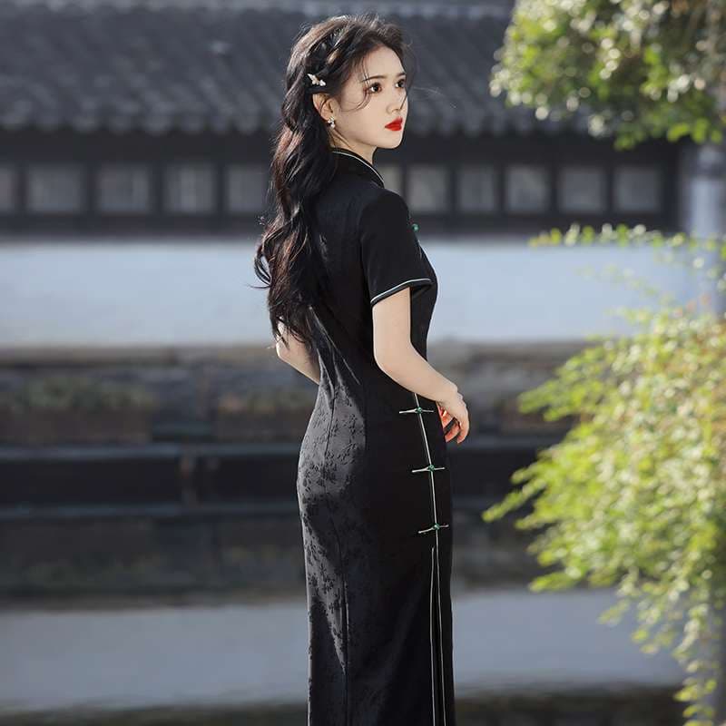 チャイナ服  竹柄刺繍入りチャイナドレス