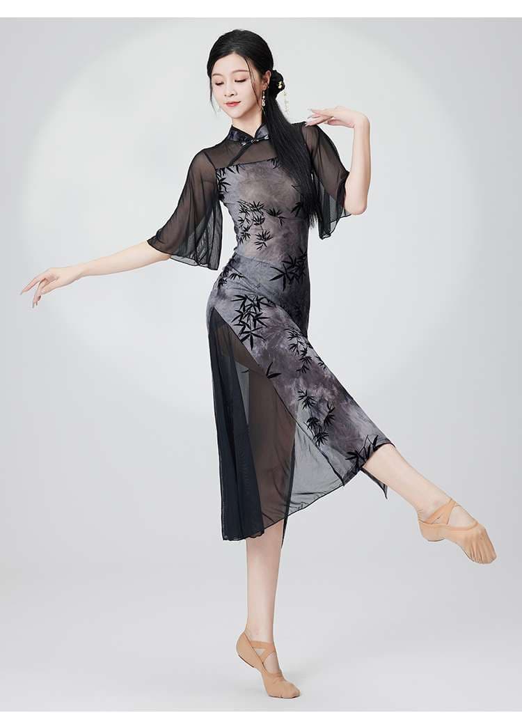チャイナ服  優雅な竹柄チャイナドレス