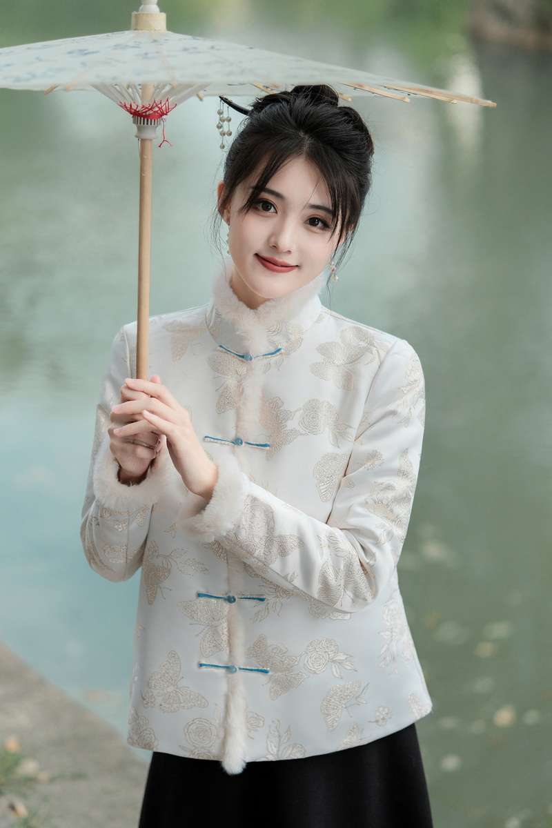 チャイナ服  蝶柄チャイナ風ジャケット