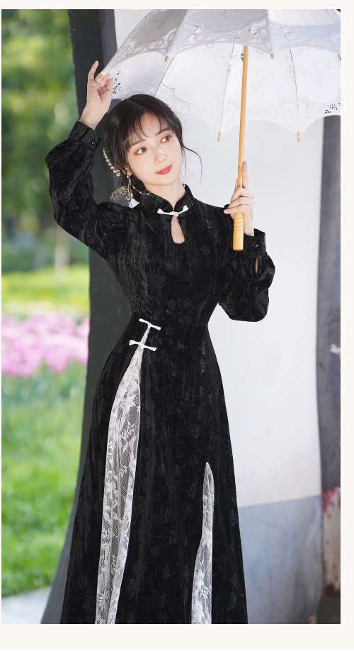 チャイナ服 清楚優雅な中華風ロングドレス