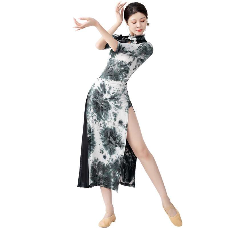 チャイナ服  優美なタイダイ柄チャイナドレス