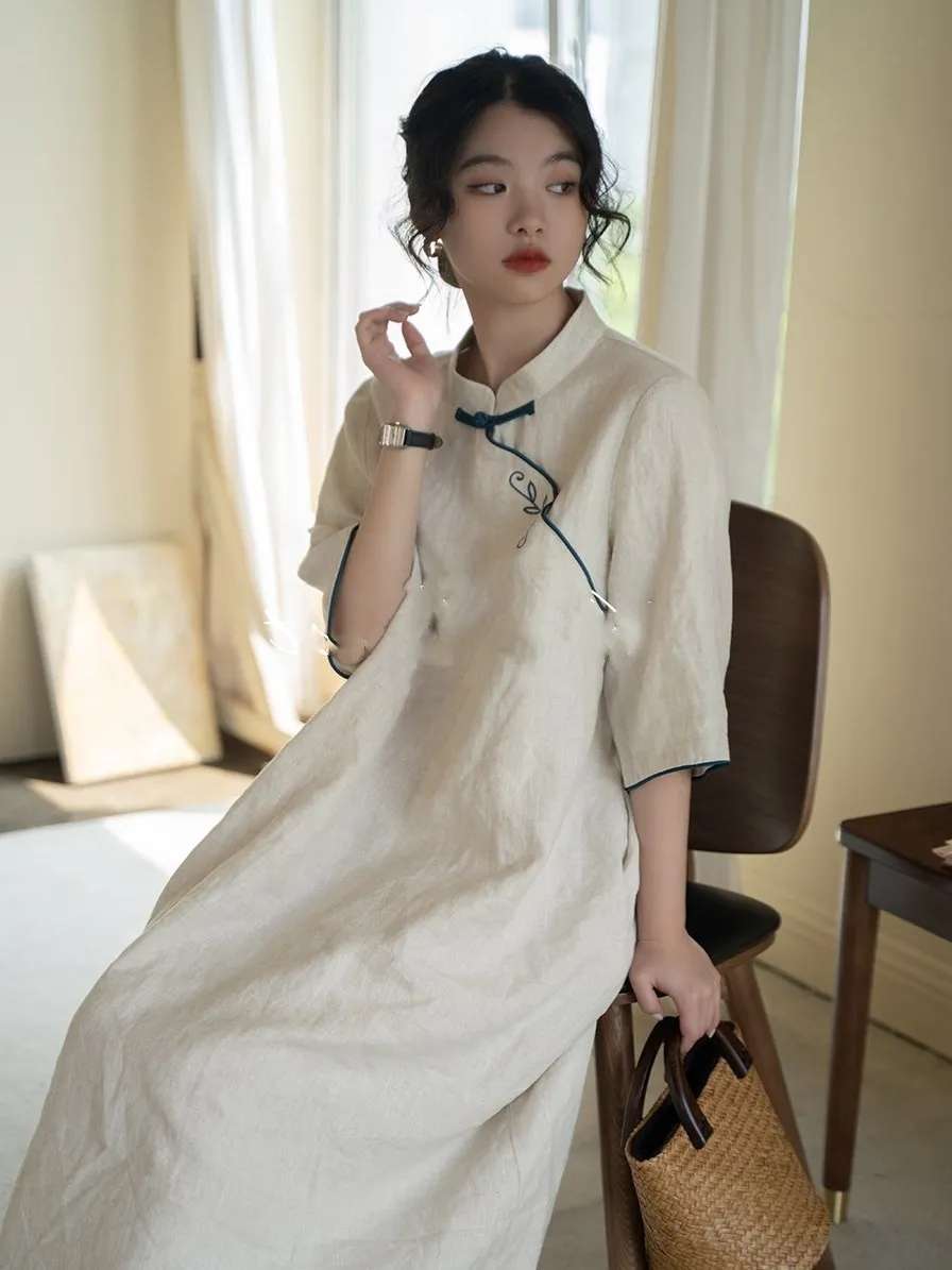 チャイナ服　斜め襟チャイナ風ワンピース