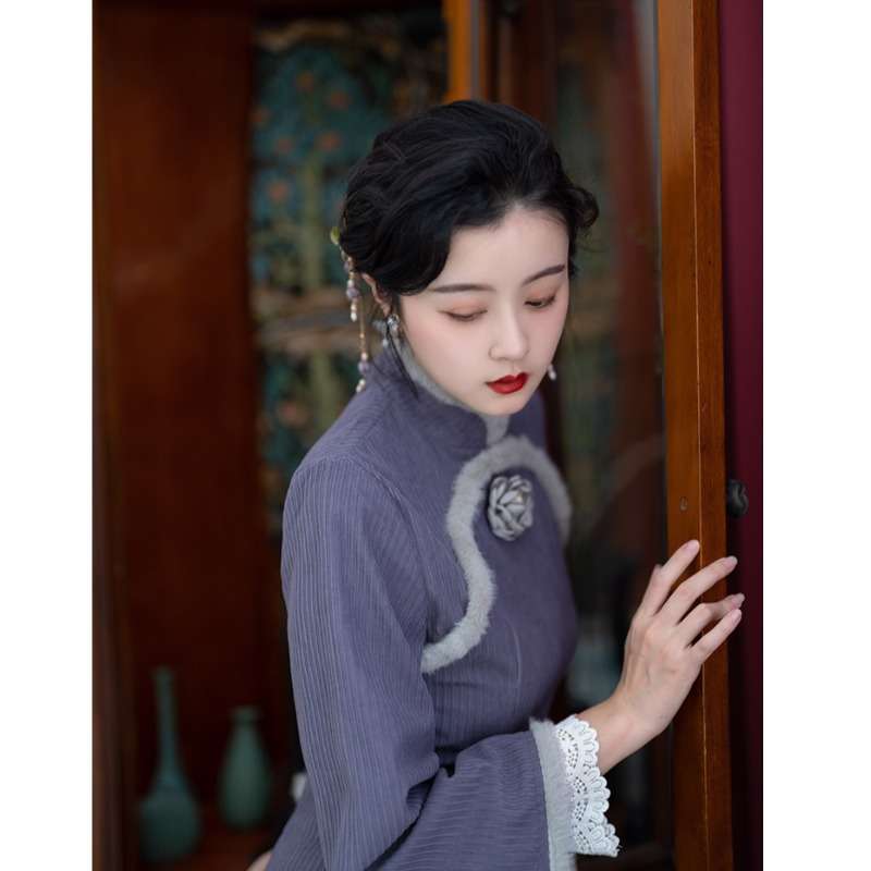 チャイナ服 チャイナ襟フィットワンピース