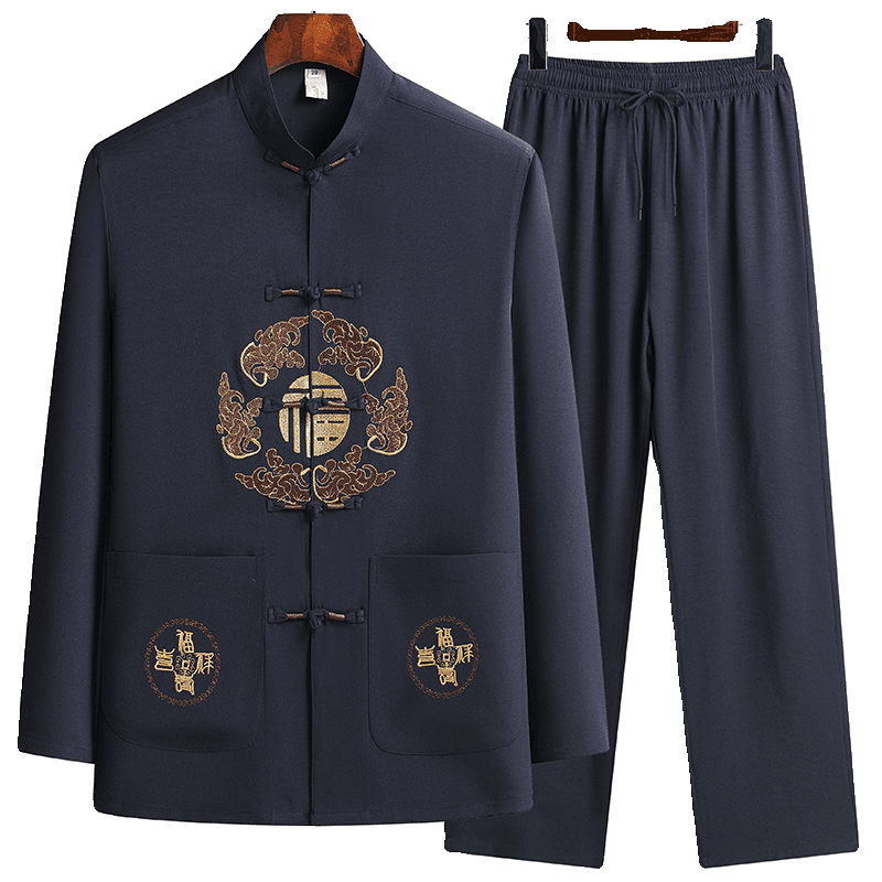 チャイナ服  刺繍入り中国風パジャマ上下セット