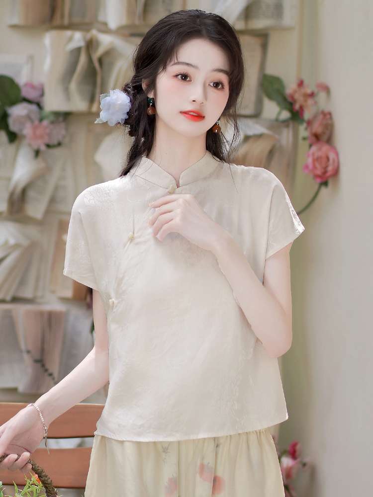 チャイナ服  優雅な立ち襟チャイナブラウス