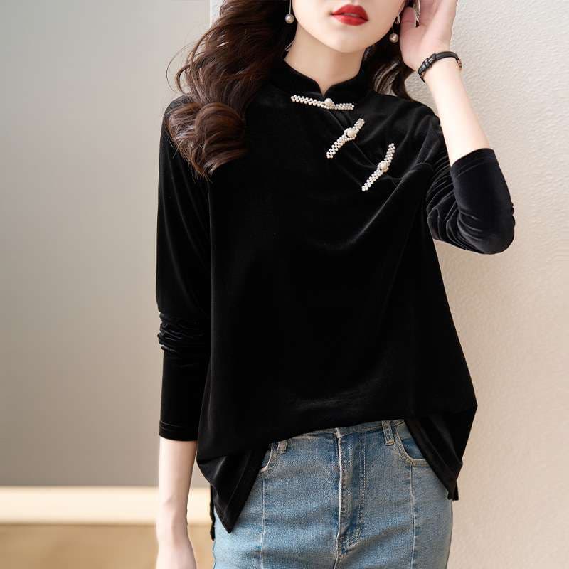 チャイナ服 チャイナ風ベロアトップス