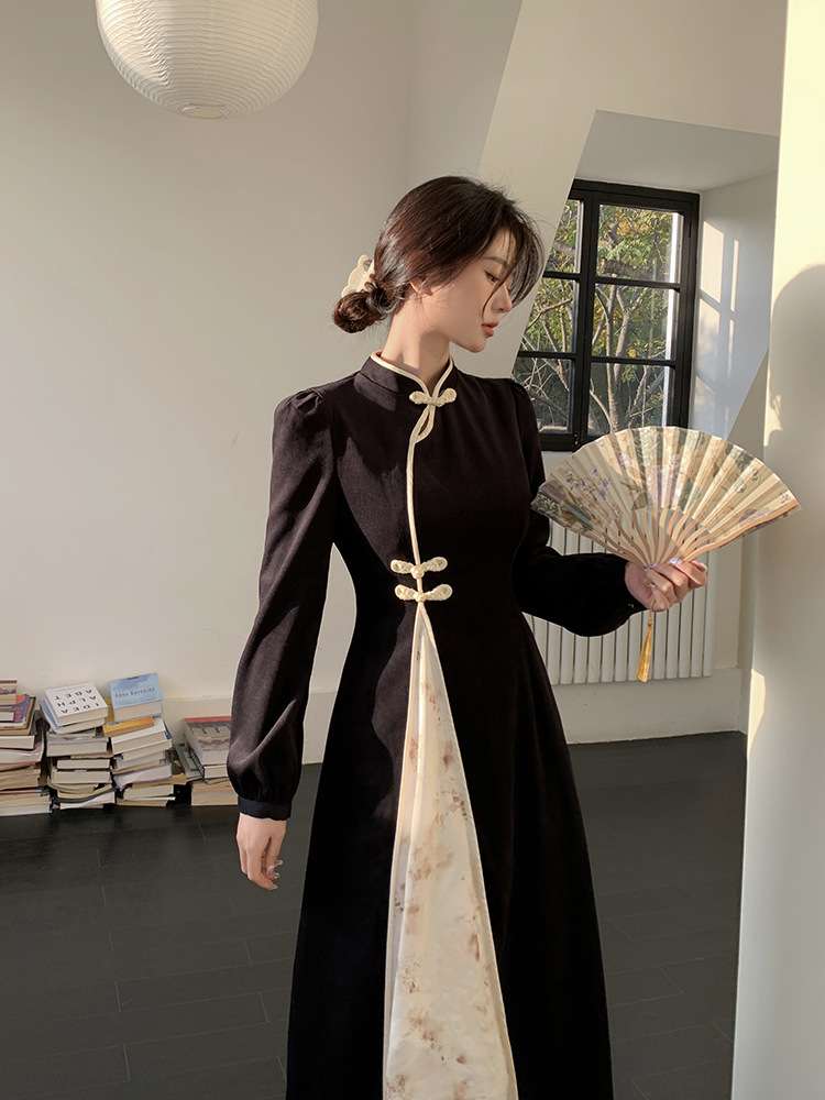 チャイナ服 優雅な東洋風ツーピースドレス
