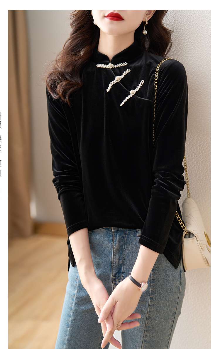 チャイナ服 チャイナ風ベロアトップス