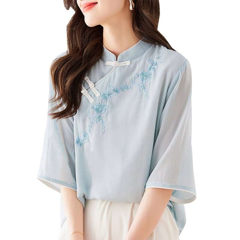 チャイナ服 　エアリーフローラル チャイナトップス