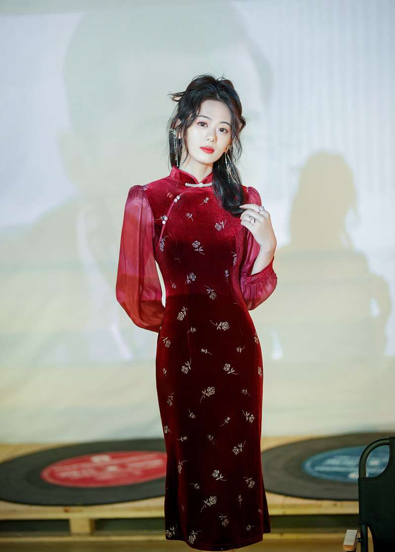 チャイナ服 花柄チャイナドレス風シースワンピース