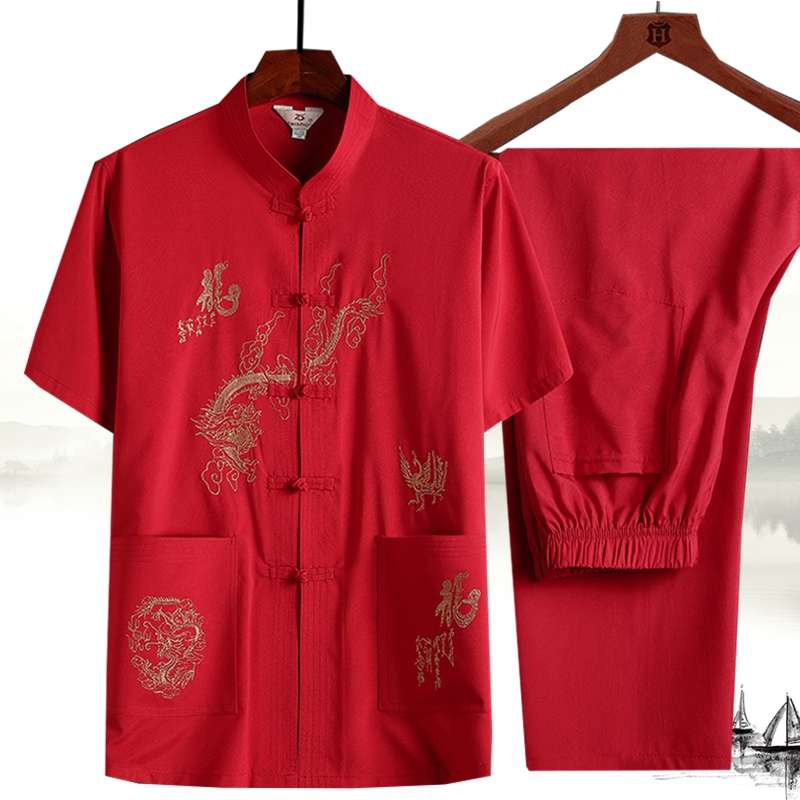 チャイナ服  刺繍入り中国風上下セット