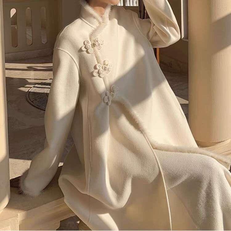 チャイナ服 花柄チャイナ風ウールコート
