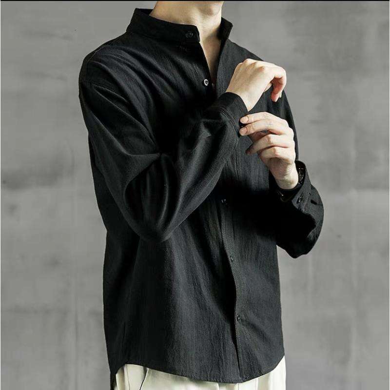 チャイナ服  スタンドカラー リネンシャツ