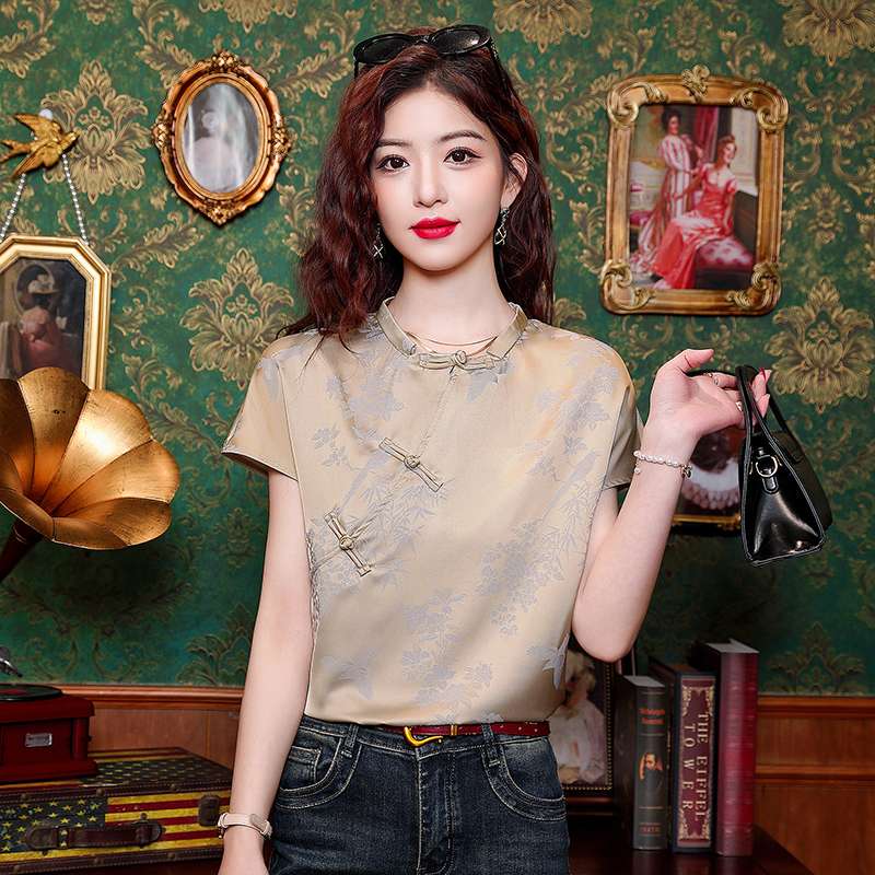 チャイナ服  チャイナ風デザイン 半袖ブラウス