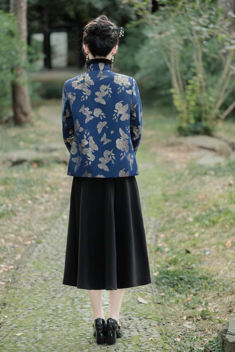 チャイナ服  蝶柄チャイナ風ジャケット