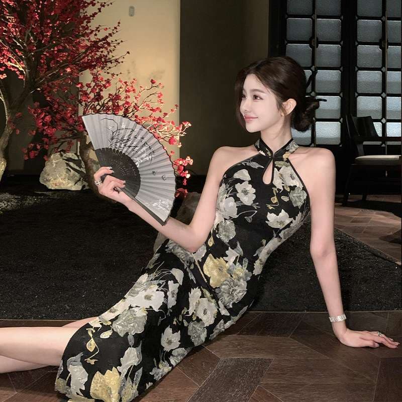 チャイナ服  華やか花柄チャイナドレス