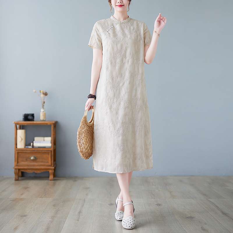 チャイナ服  上品シンプルチャイナワンピース