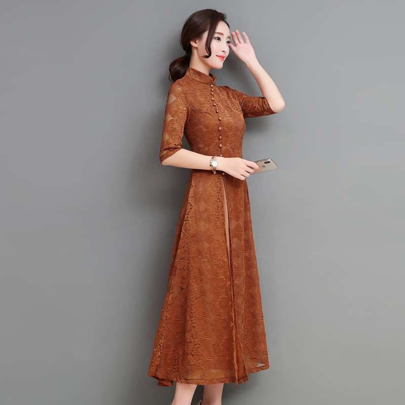 チャイナ服 優雅な花柄チャイナドレス