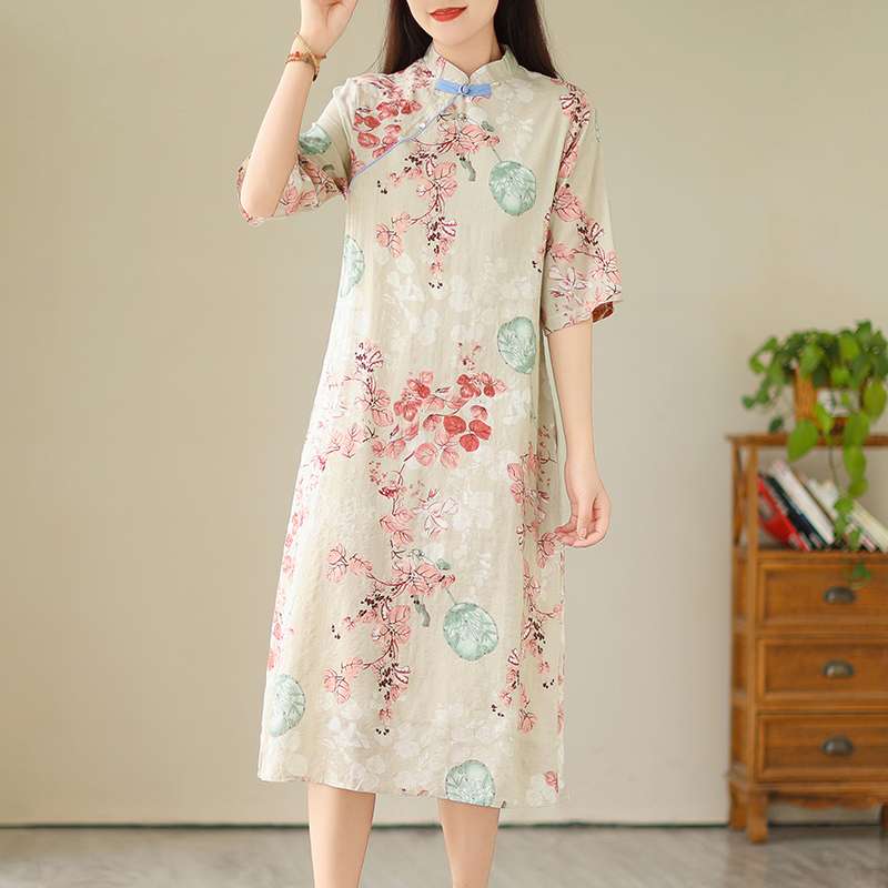 チャイナ服  華やぎ刺繍チャイナワンピース