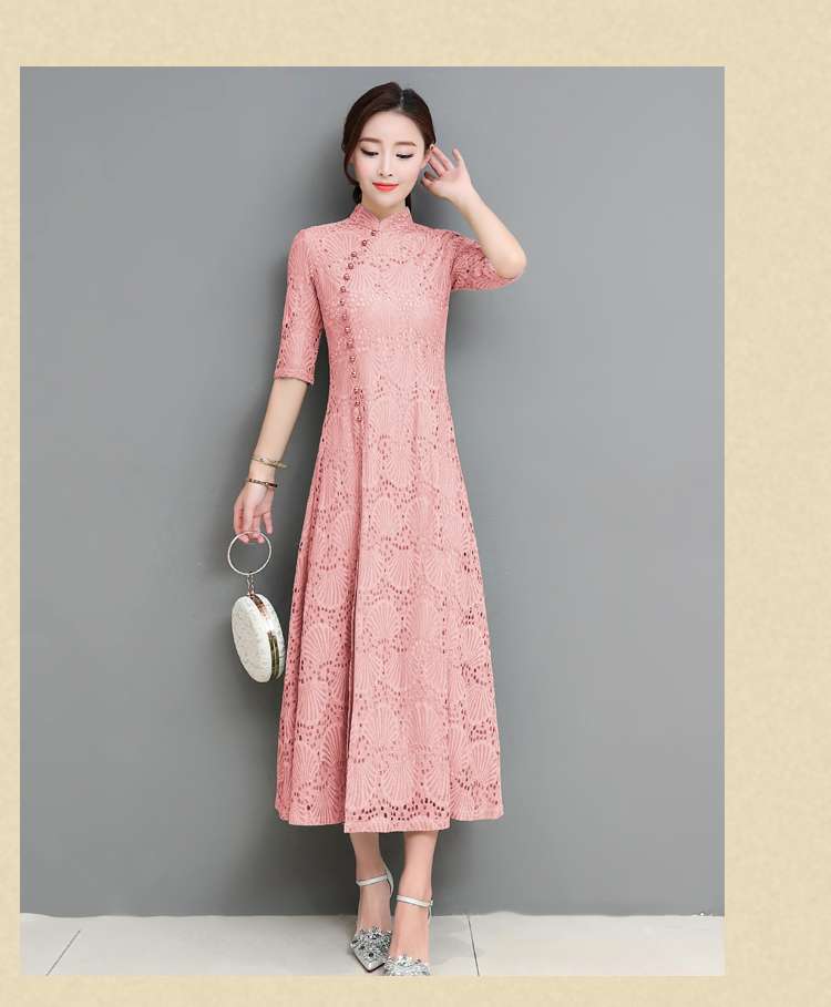 チャイナ服 優雅な花柄チャイナドレス