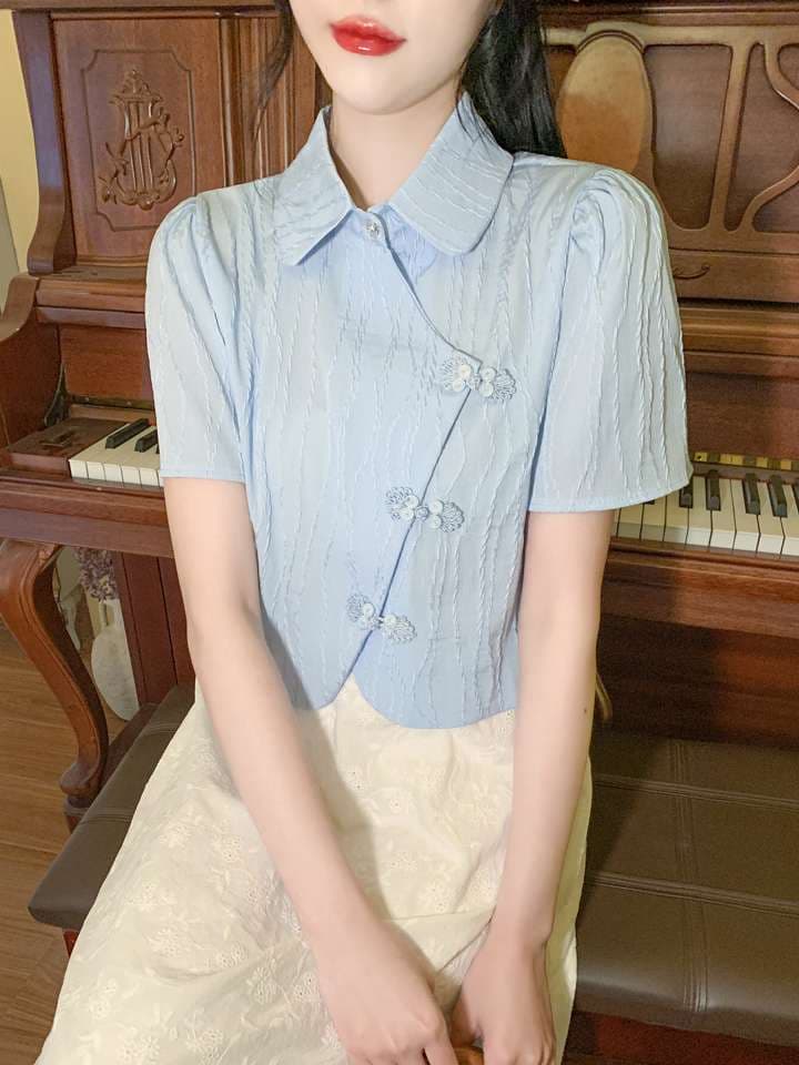 チャイナ服  チャイナ風デザイン 半袖ブラウス