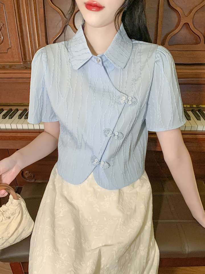 チャイナ服  チャイナ風デザイン 半袖ブラウス