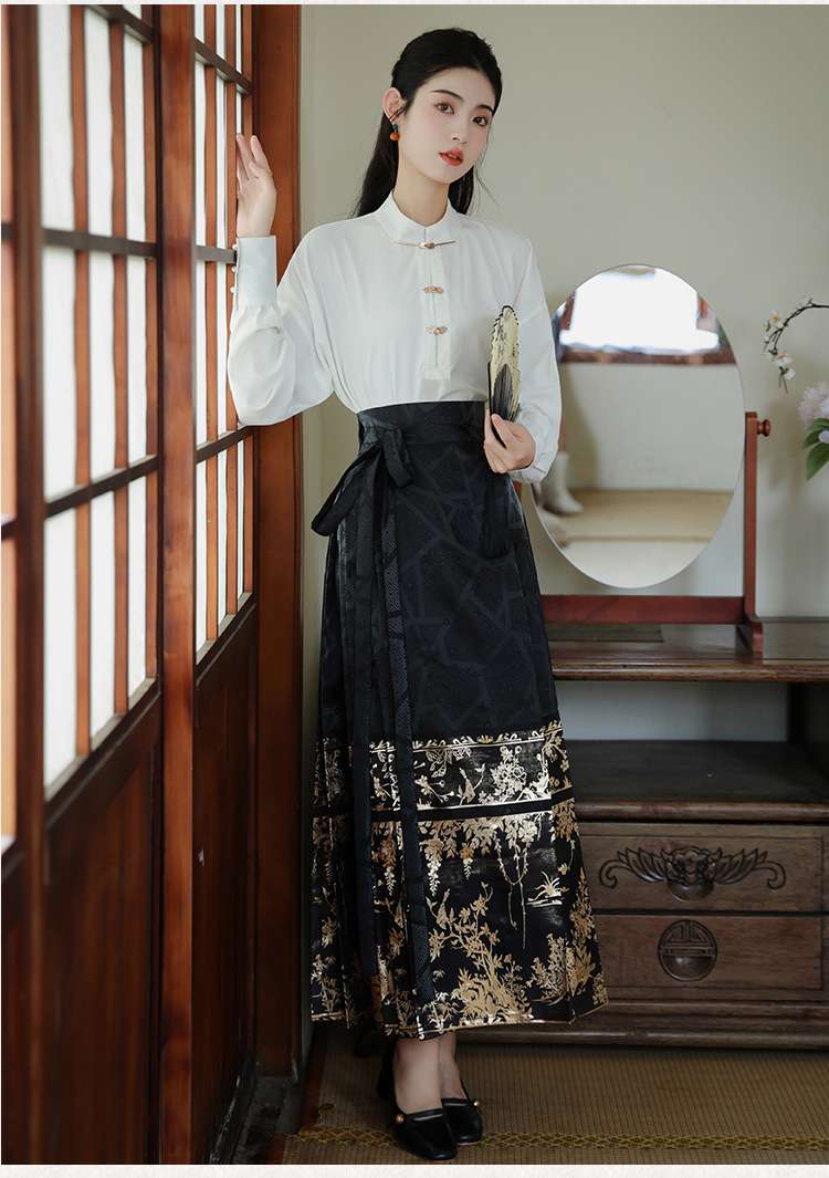 チャイナ服 華麗な刺繍入り巻きスカート